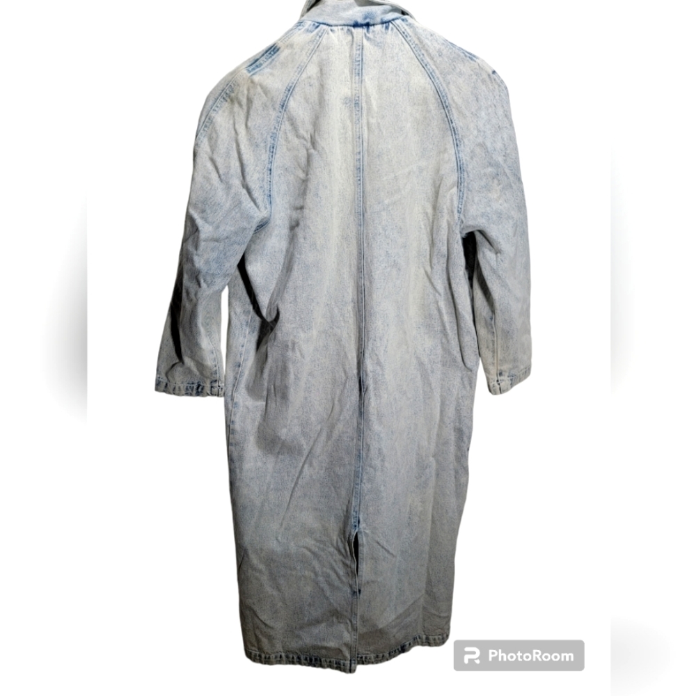 Rare Vintage Stefano Worldwide Jean Denim Duster / Trench Coat stone wash denim.